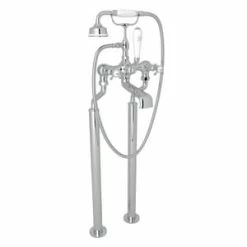 Deals 🎁 Perrin & Rowe Two Cross Handle Floor Mount Filler in Polished Chrome 🧨