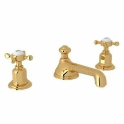 Buy ✔️ Perrin & Rowe Two Handle Widespread Bathroom Sink Faucet in English Gold Cross Handle 💯