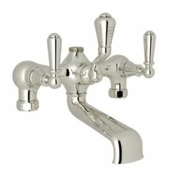 Discount ❤️ Perrin & Rowe Georgian Era™ Three Handle Wall Mount Filler in Polished Nickel 🔥