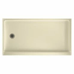 Deals 🤩 Swan Corporation 60 x 32 in. Solid Surface Rectangle Shower Base with Left Drain in Bone ✔️