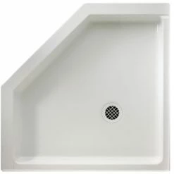 Cheap 🎁 Swan Corporation 36 x 36 in. Solid Surface Neo-Angle Shower Base with Center Drain in White 😉